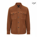 Men's Brown Suede Shirt Jacket - Premium Overshirt with Chest Pockets
