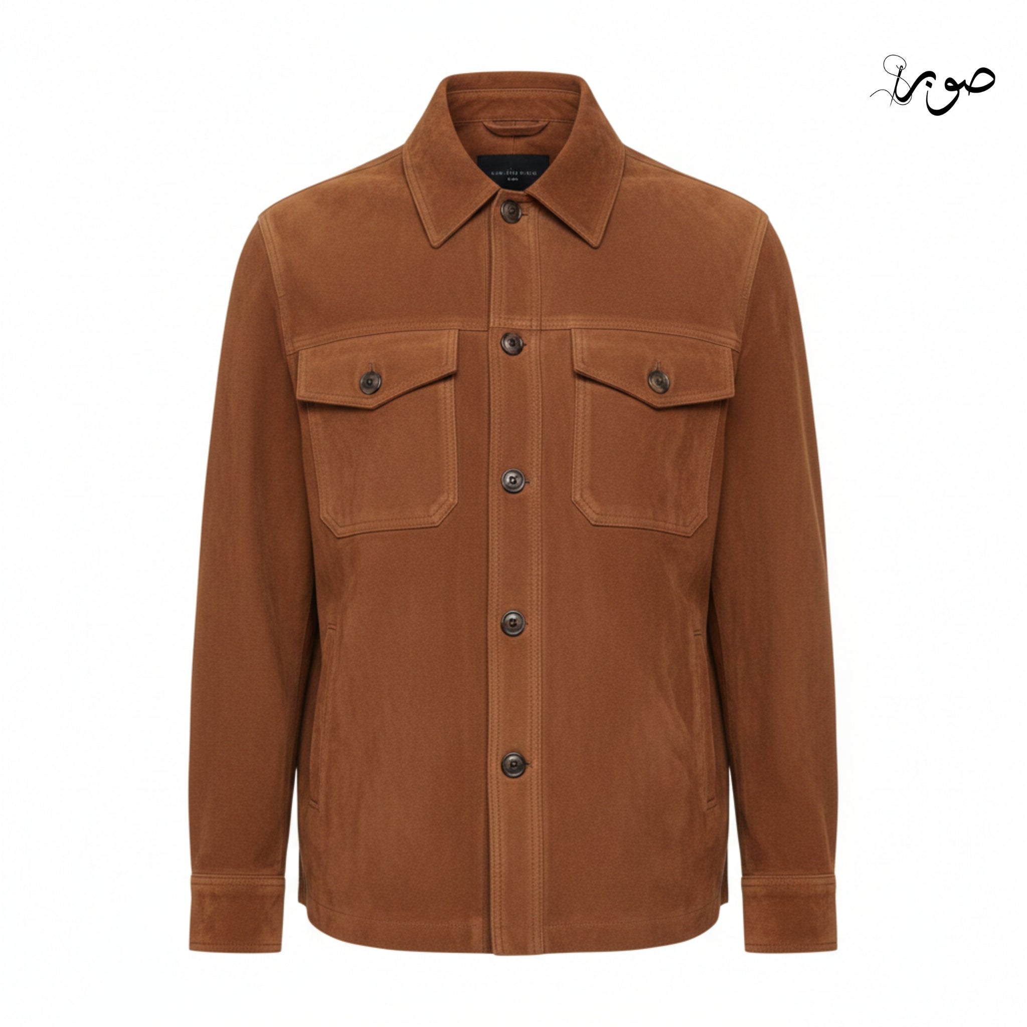 Men's Brown Suede Shirt Jacket - Premium Overshirt with Chest Pockets